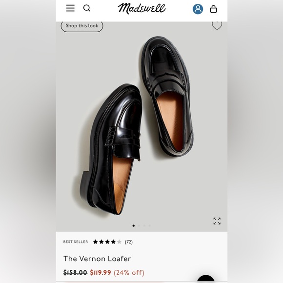 Madewell Black Leather Loafers size 6.5 - Picture 2 of 4